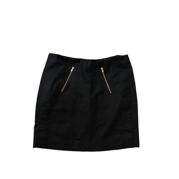 Banana Republic Mini Skirt Size 2 Black Gold‎ Zipper Detail - Picture 1 of 7